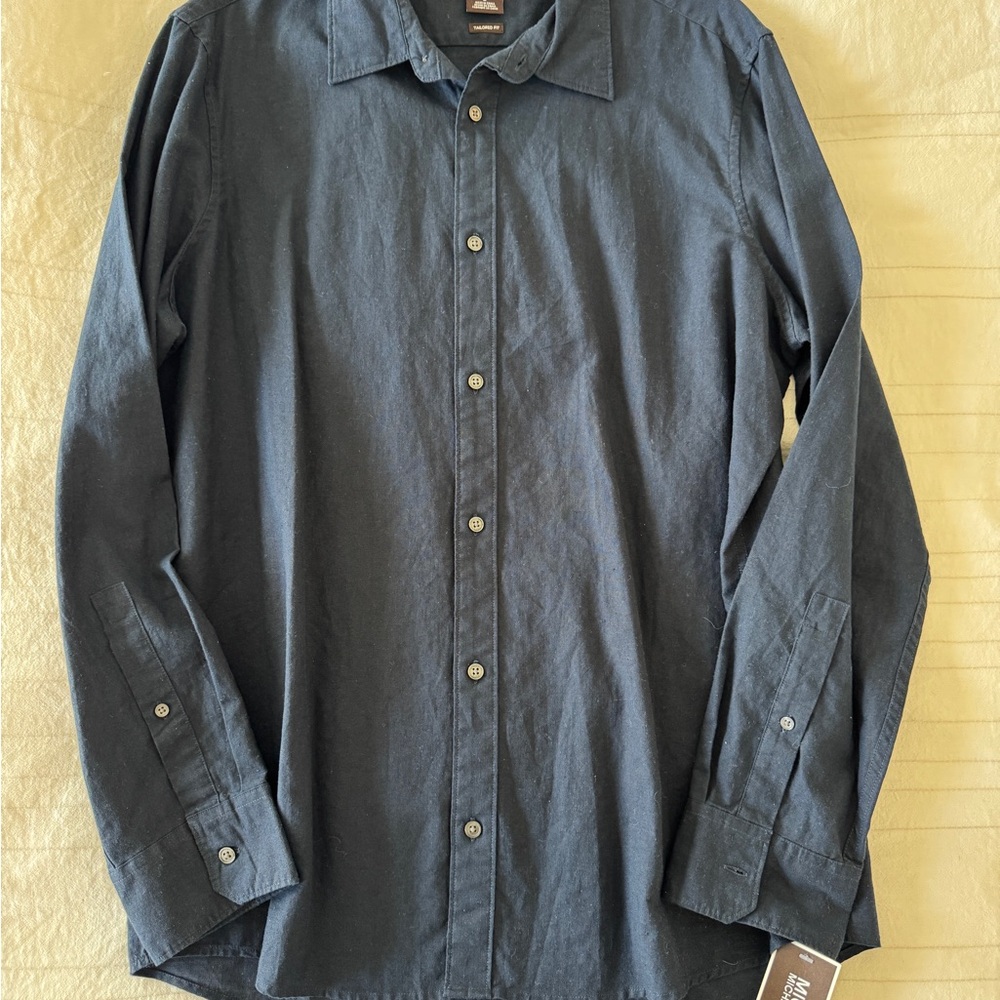 Michael Kors Dark Blue Casual Button Down Shirt